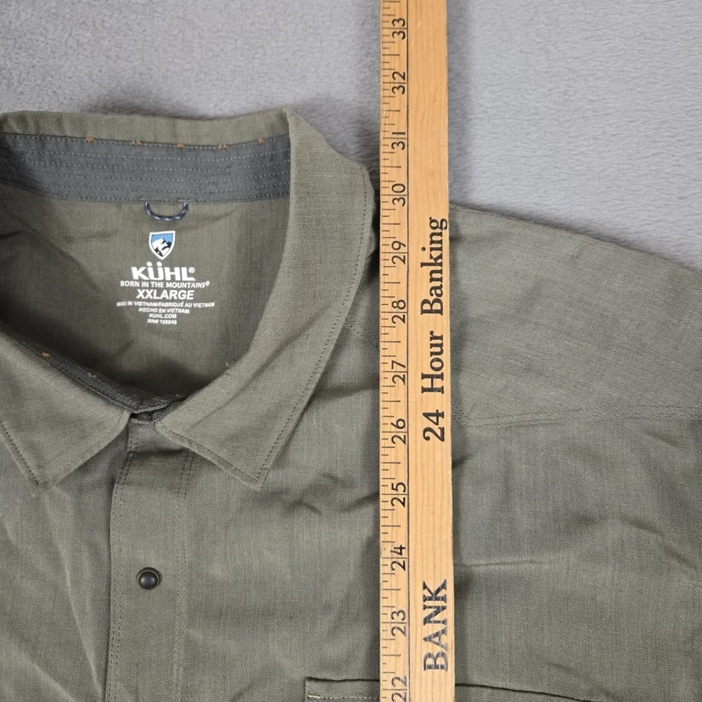 Kuhl Kaptivatr Shirt Mens 2XL Short Sleeve  Wool Blend Green Western Pearl Snap